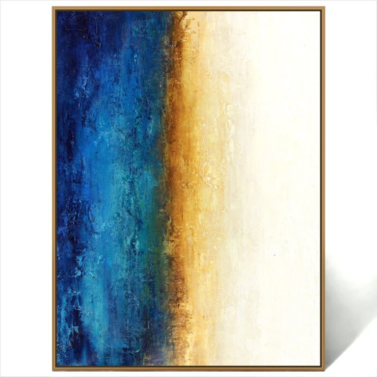 Abstract Blue Yellow Art Painting