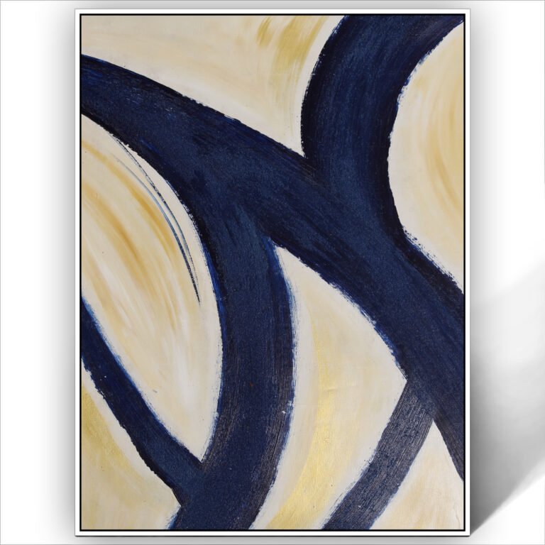 Minimal Abstract black yellow painting