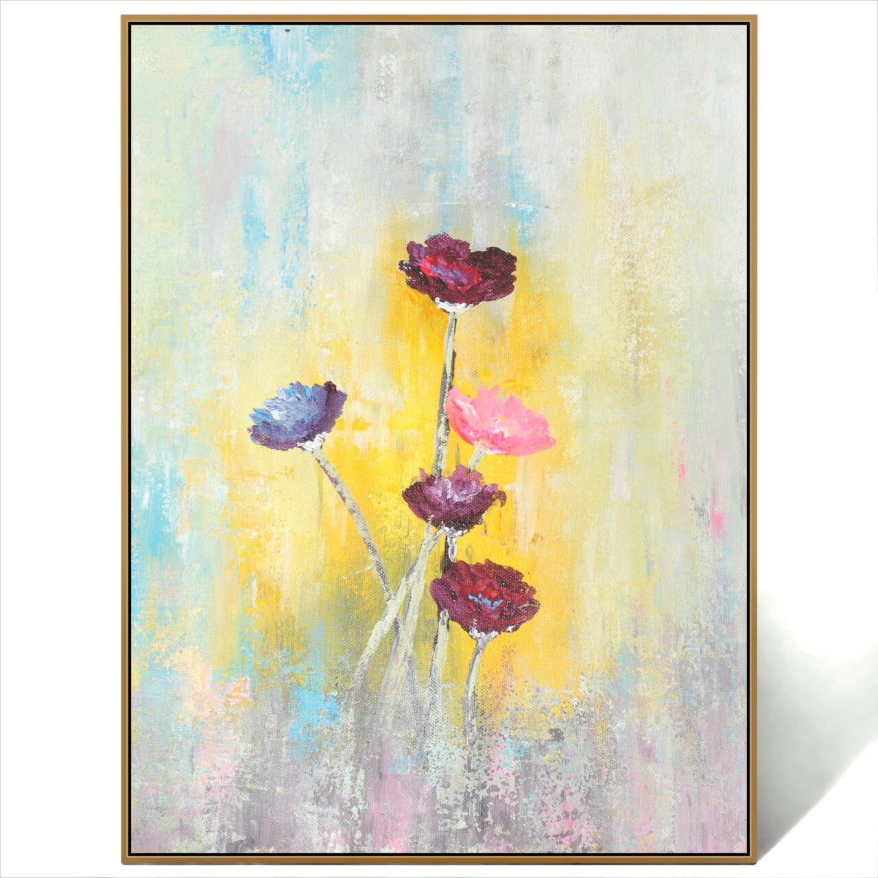 Original Floral Wall Art For Living Room Decor Painting On Canvas