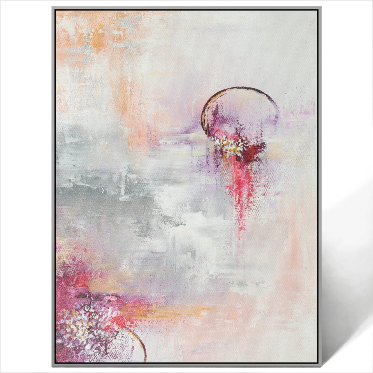 Modern Pink Wall Art Canvas Abstract Painting For Bedroom Decor