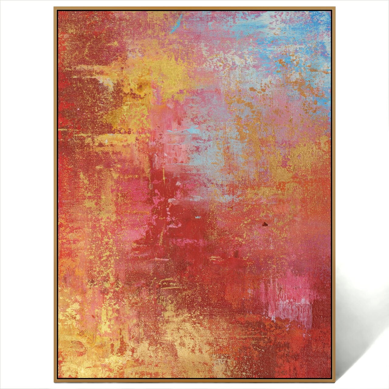 Abstract Red And Gold Artwork On Canvas Wall Decor Painting