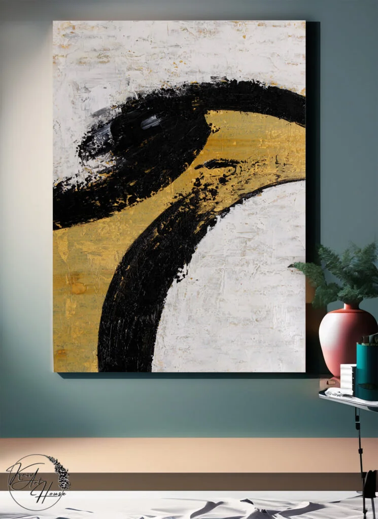 gold black abstract painting