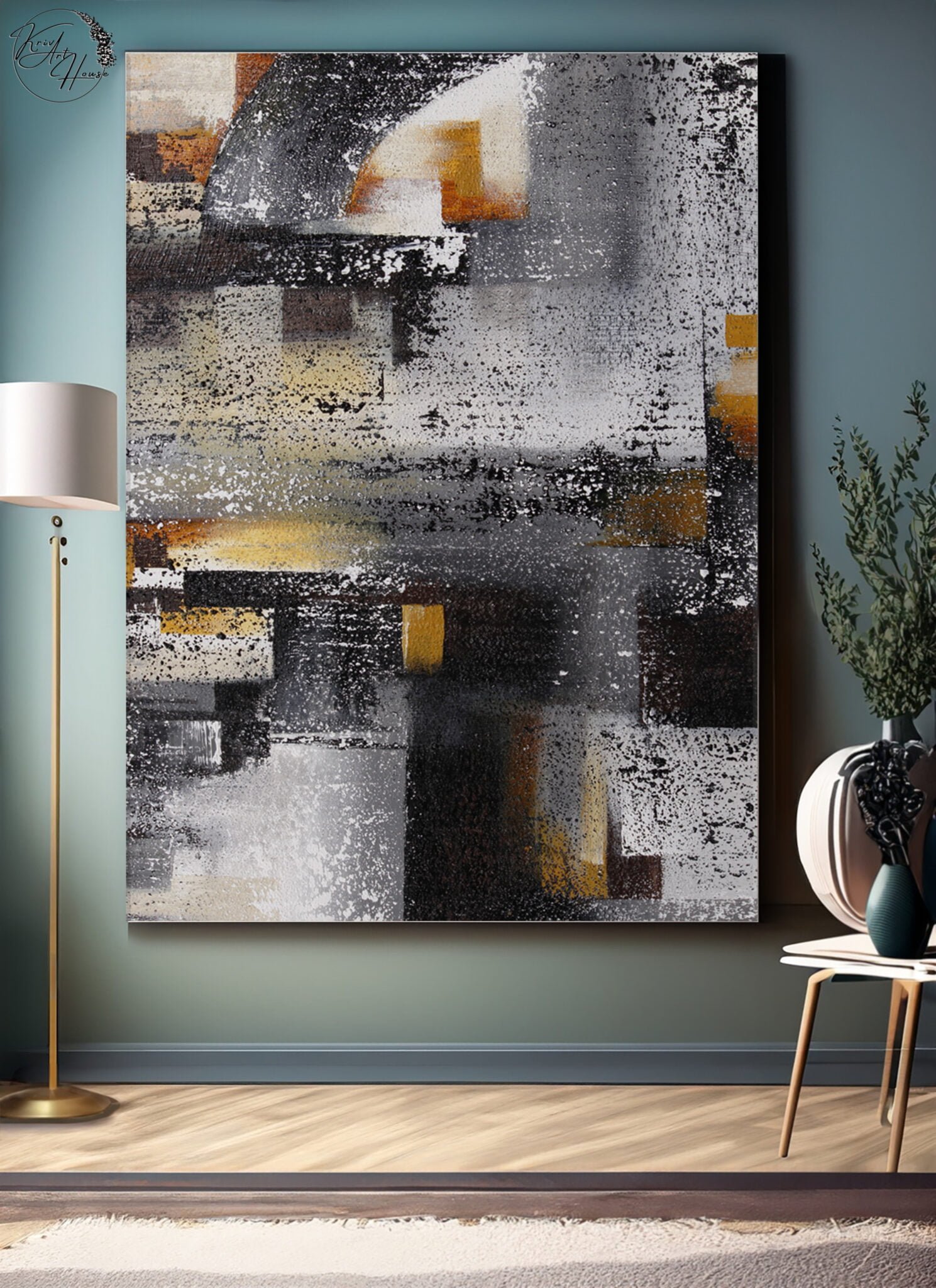 Black Gold Artwork Textured Wall Art Canvas Handmade Painting - Kriva ...