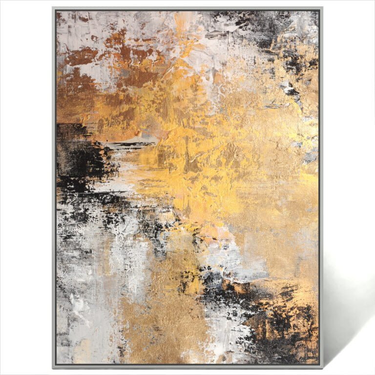 Large Black Gold White Painting