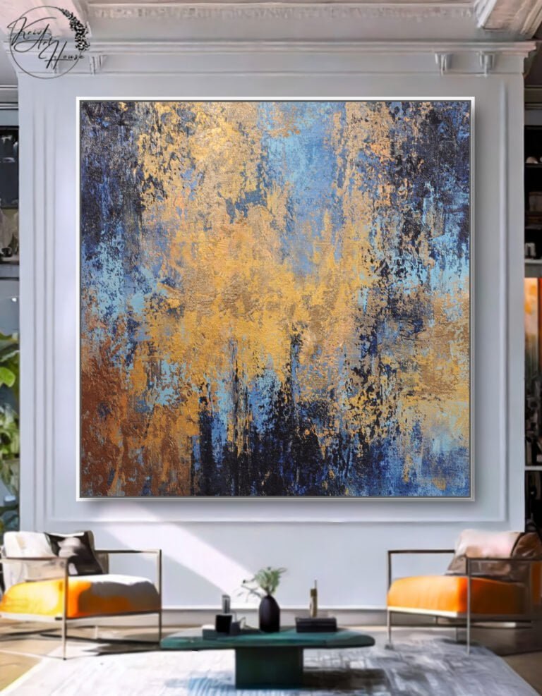 blue gold wall art