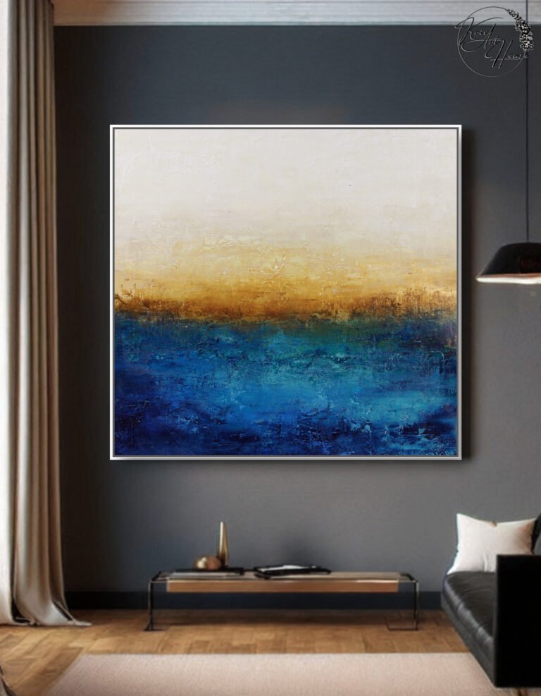 yellow blue abstract art painting