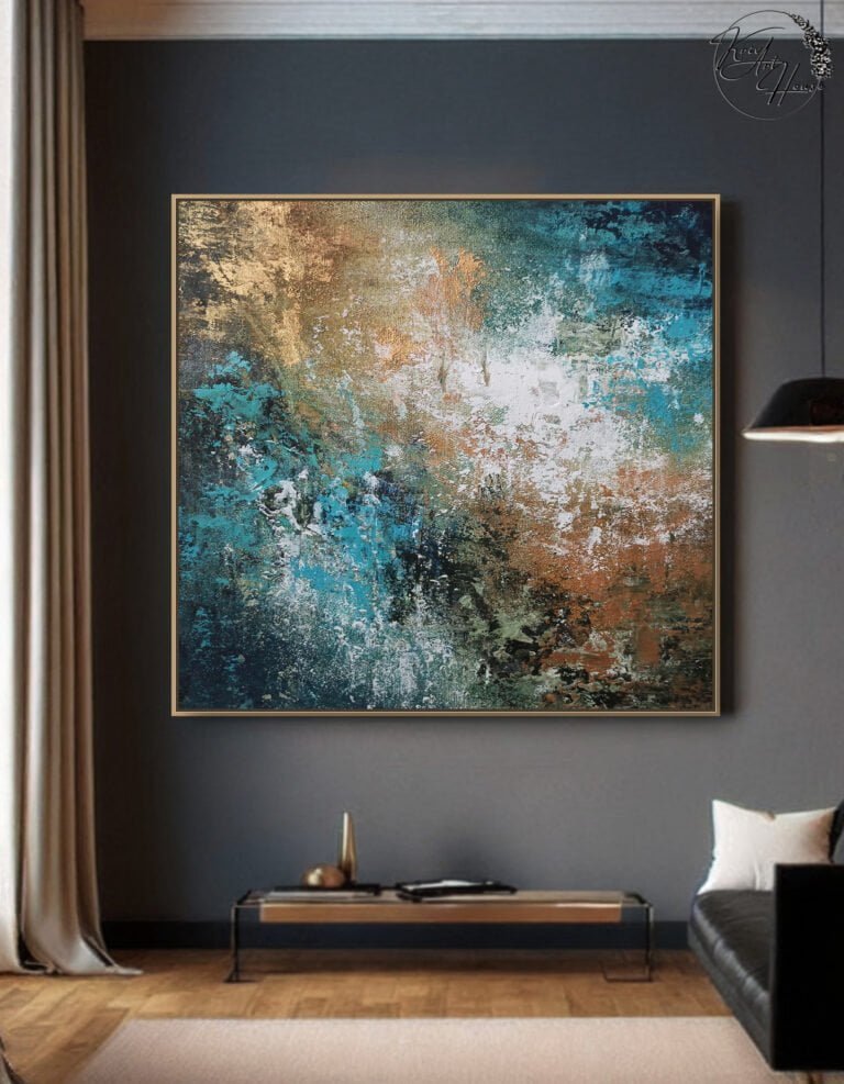 blue gold wall art