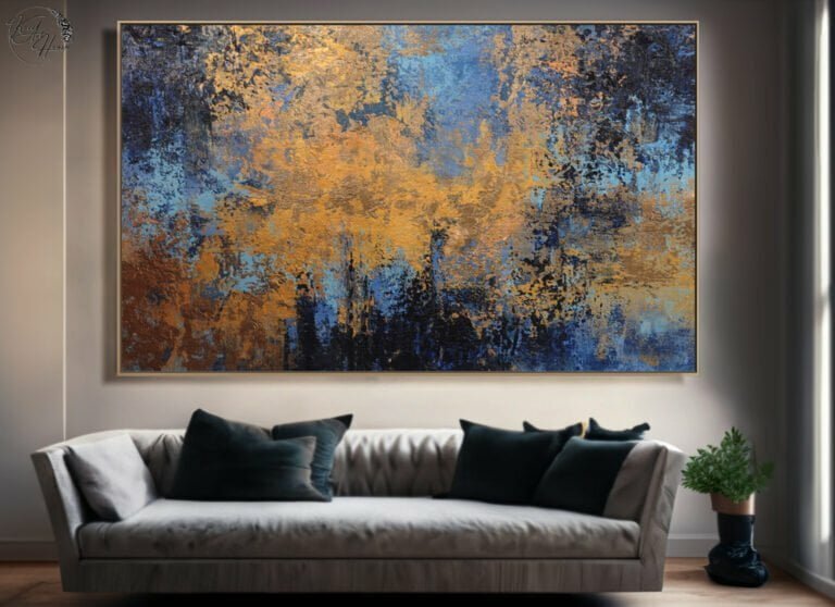 oversized blue gold art