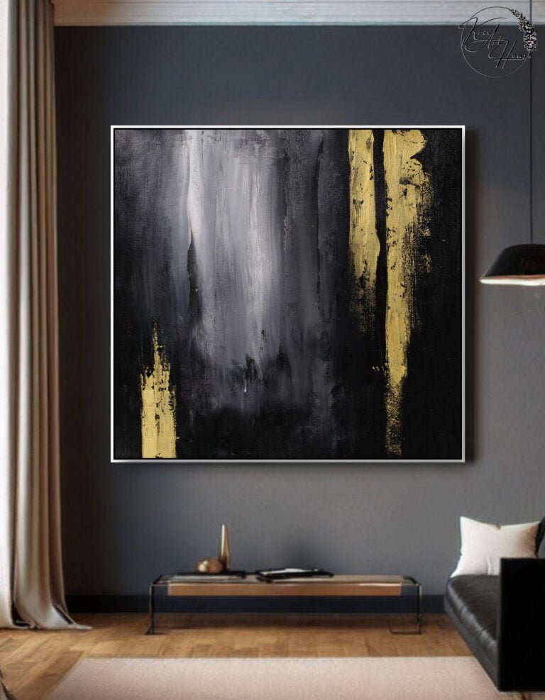 black and gold minimal painting