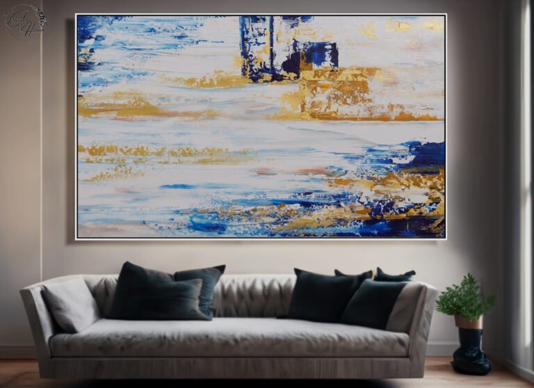 abstract painting on canvas blue