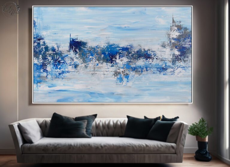 blue white minimalist painting