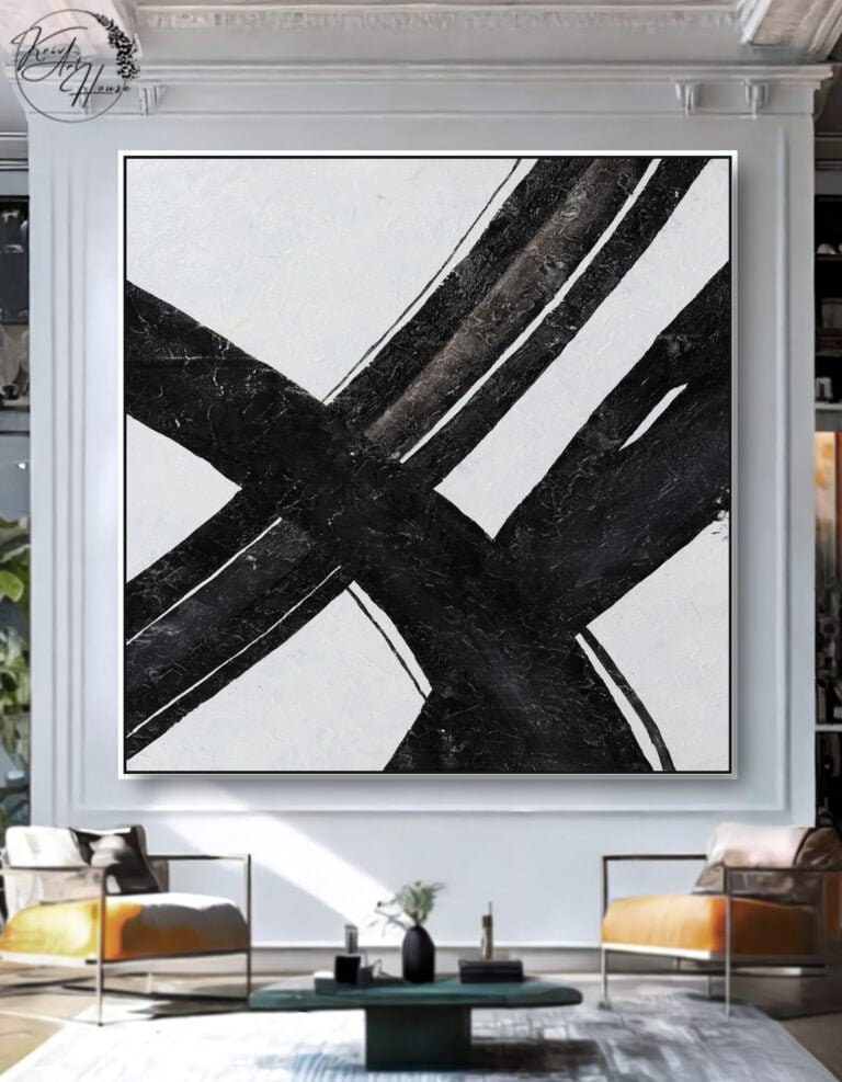 black geometric wall art painting