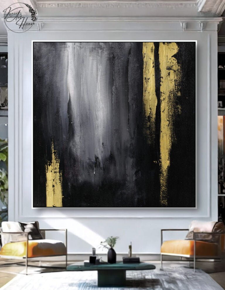 black wall art painting