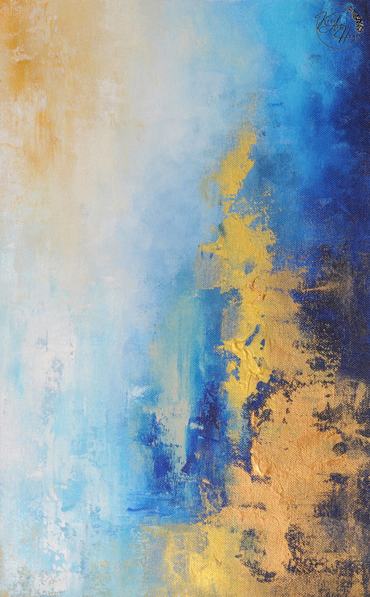 blue gold abstract wall art
