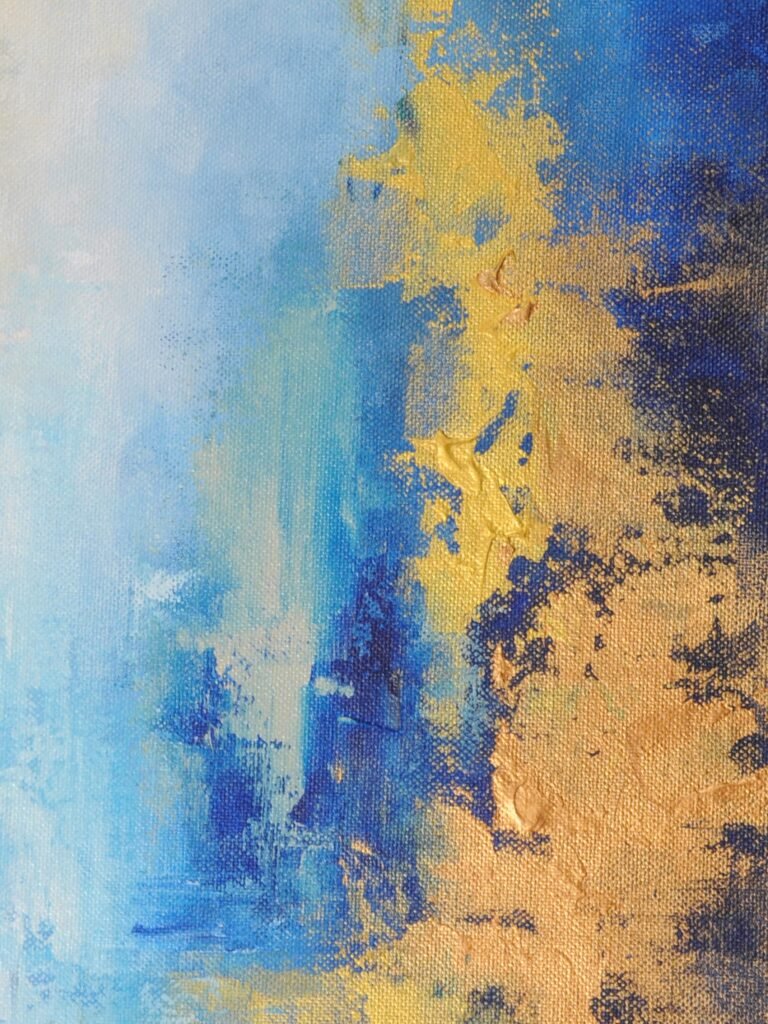 abstract gold blue painting