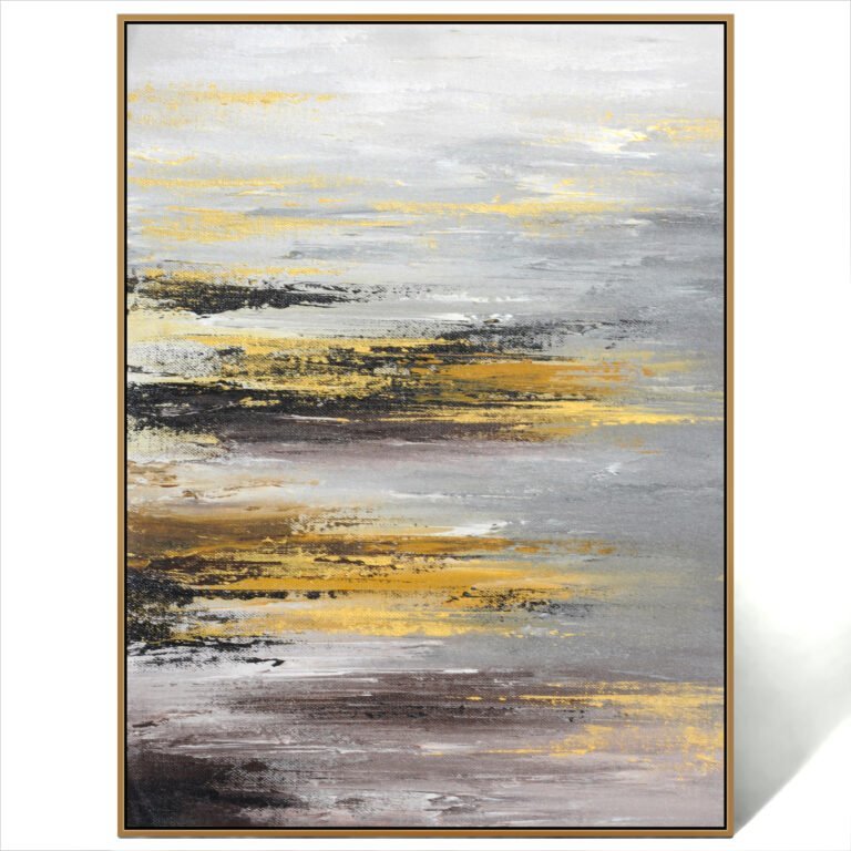 abstract black gold gray wall painting