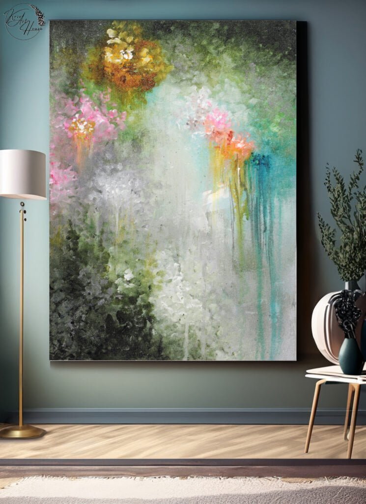 large abstract painting loving couple