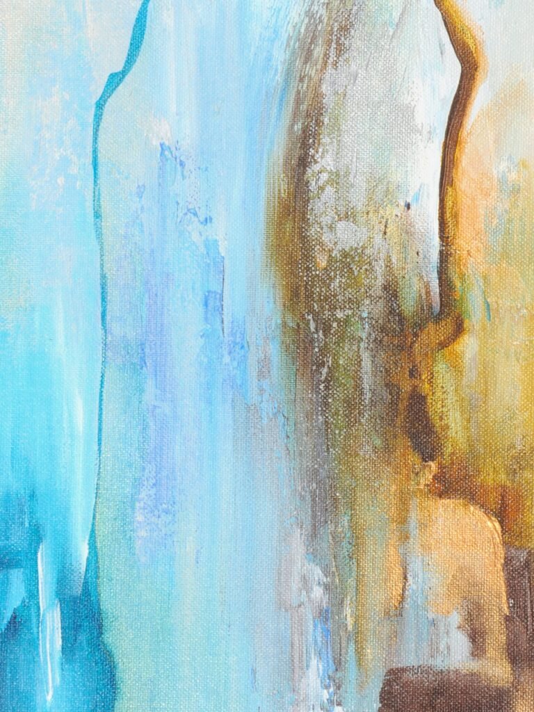 abstract blue gold painting