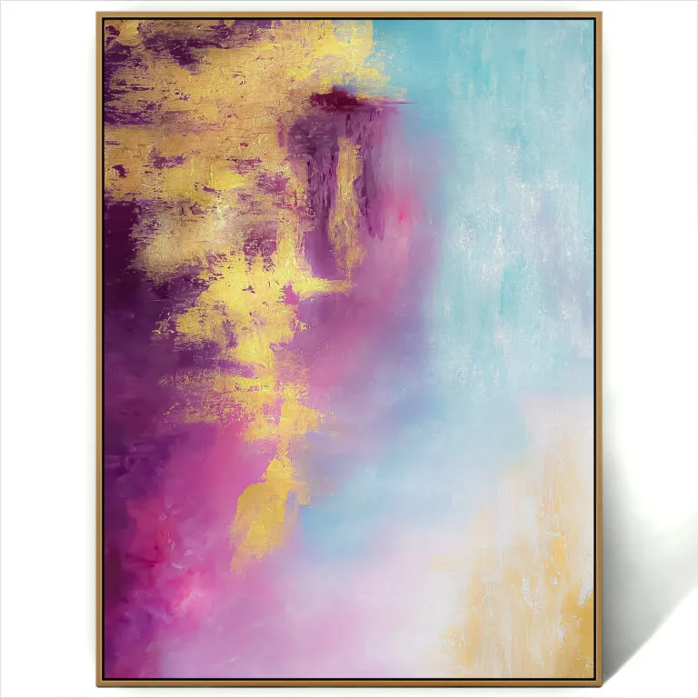 pink blue gold abstract art