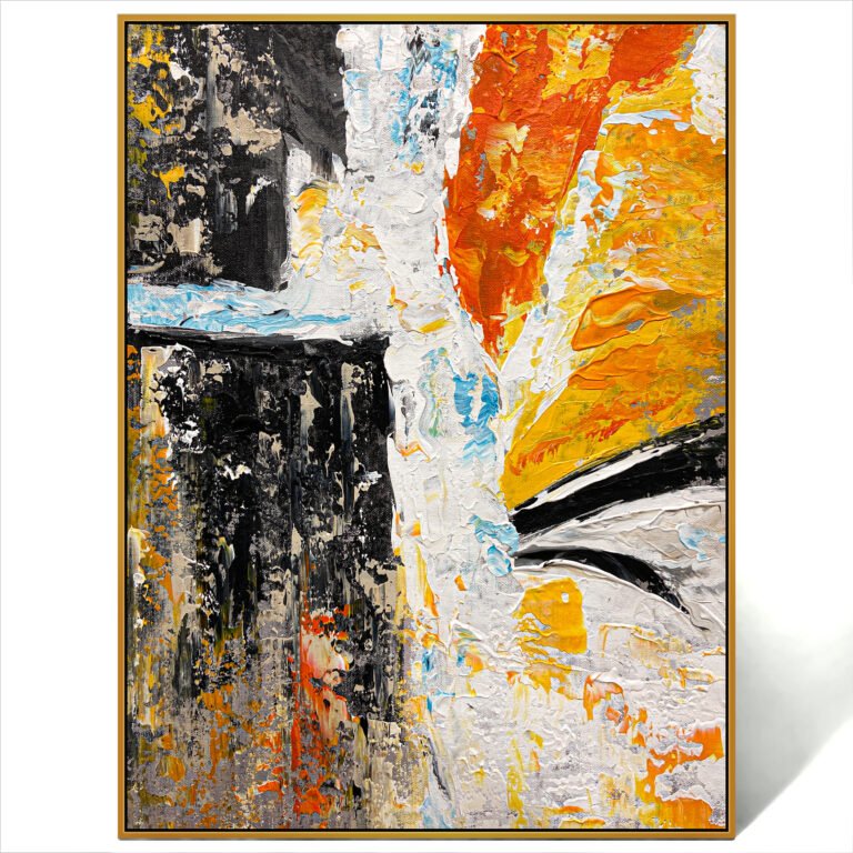 abstract orange black white painting