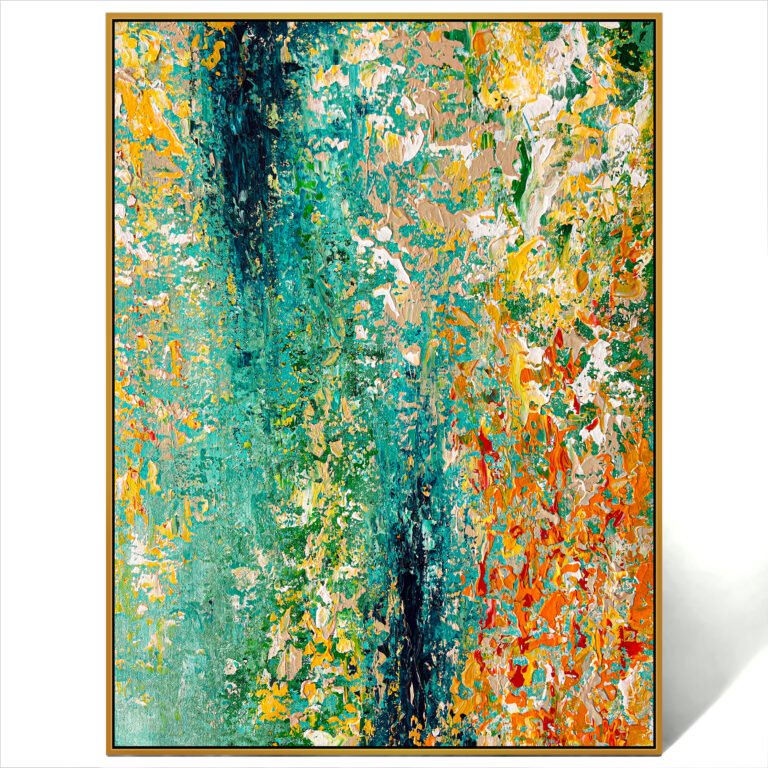 abstract green orange painting