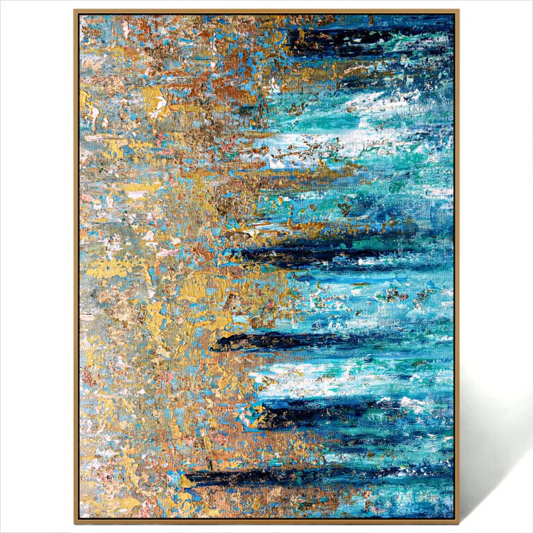 blue and gold textured painting