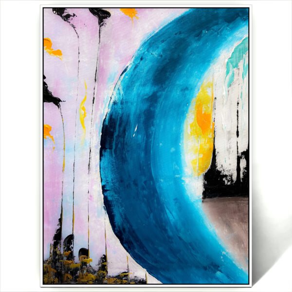 abstract blue pink art painting canvas