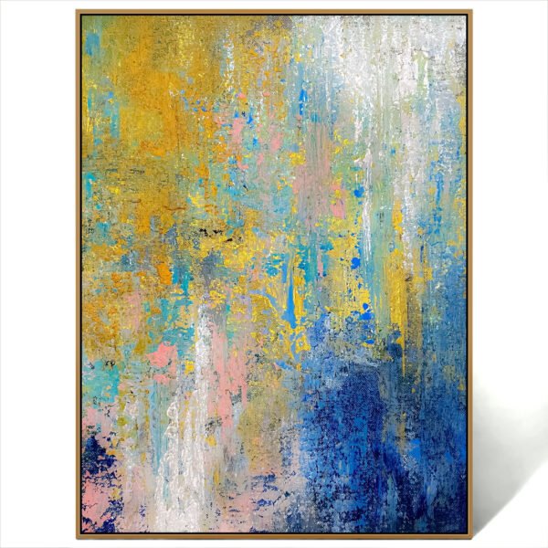 abstract pink green blue art painting