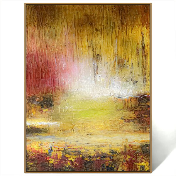 abstract red gold art painting