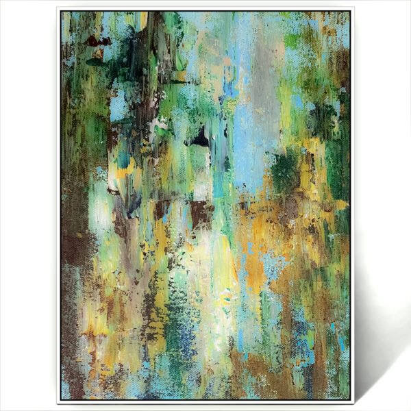 abstract green gold art canvas