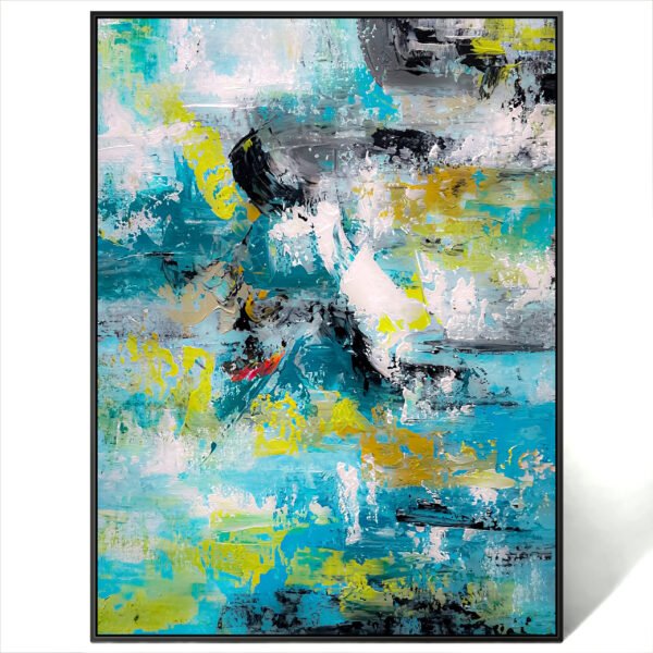 abstract blue white art painting