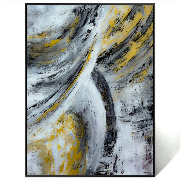 abstract gold black white painting