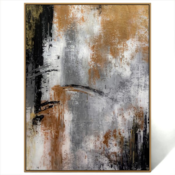 abstract black gold grey painting