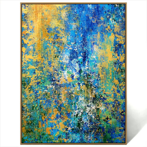 abstract green gold art painting