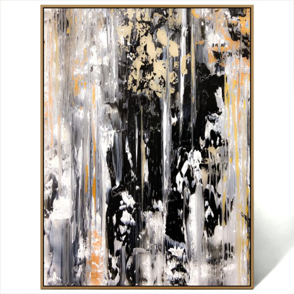 abstract black white gold art canvas