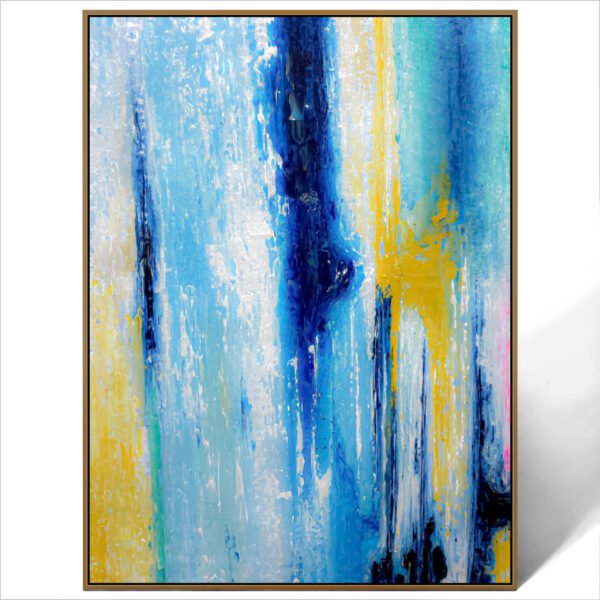 abstract blue gold art painting