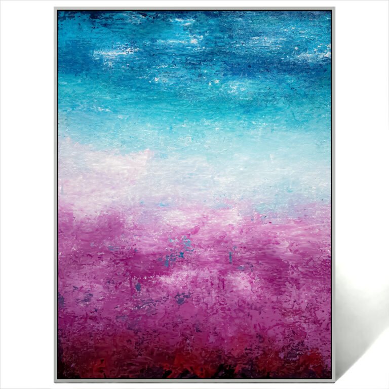 abstract pink blue art on canvas