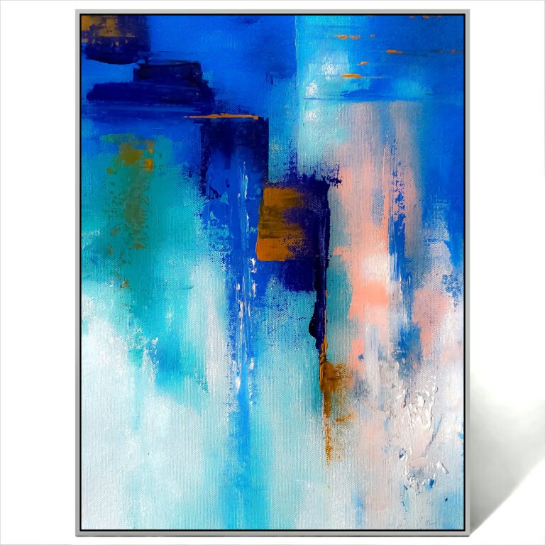 abstract blue pink white art