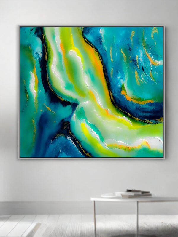 blue yellow abstract painting