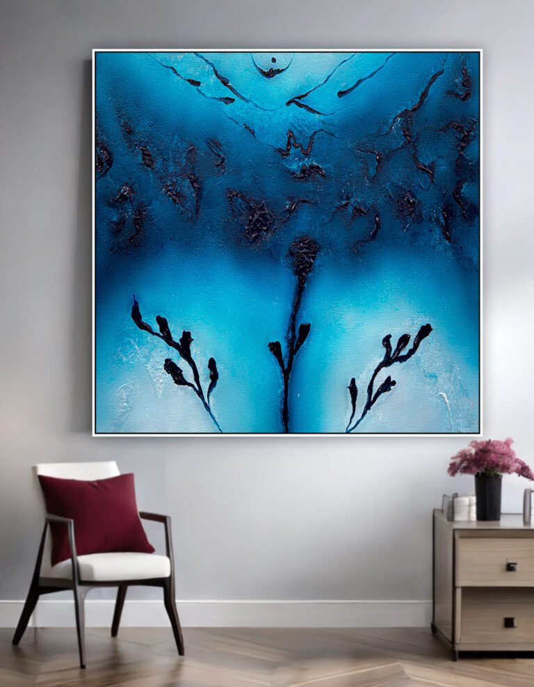 abstract blue wall art