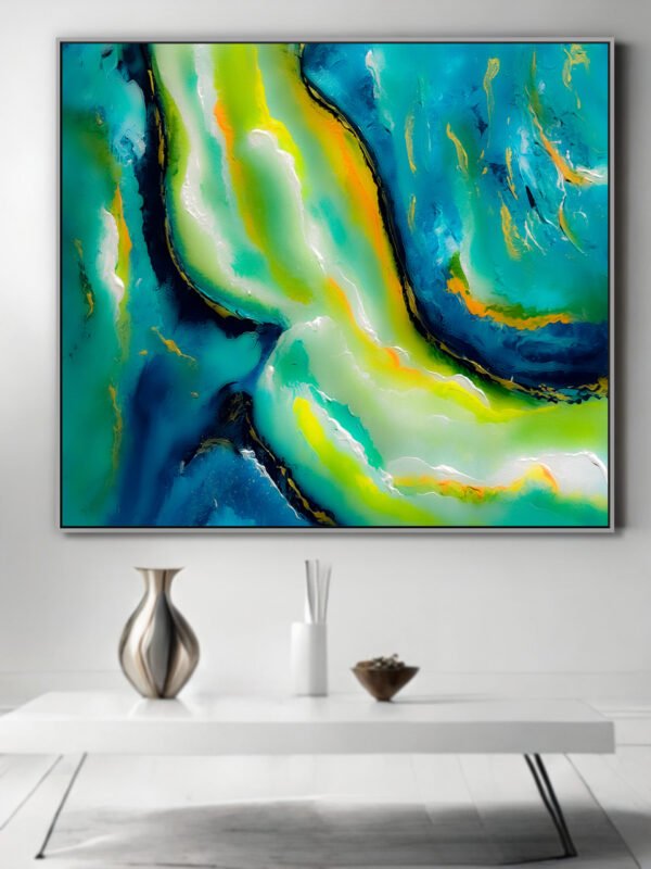 abstract blue and yellow art