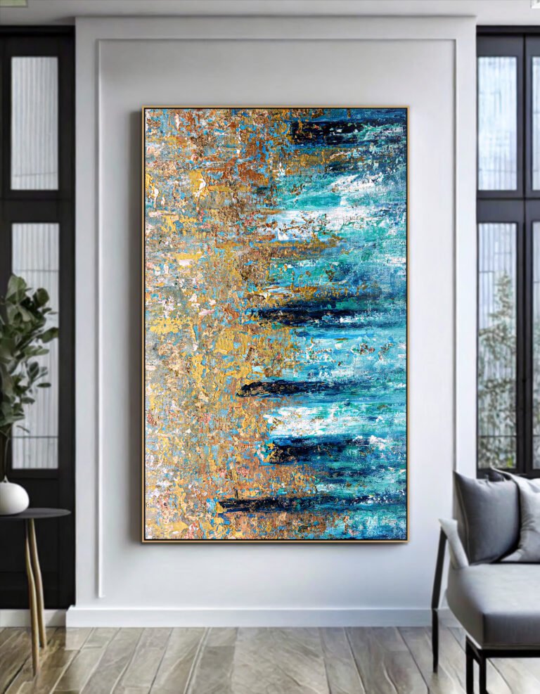 abstract blue gold painting