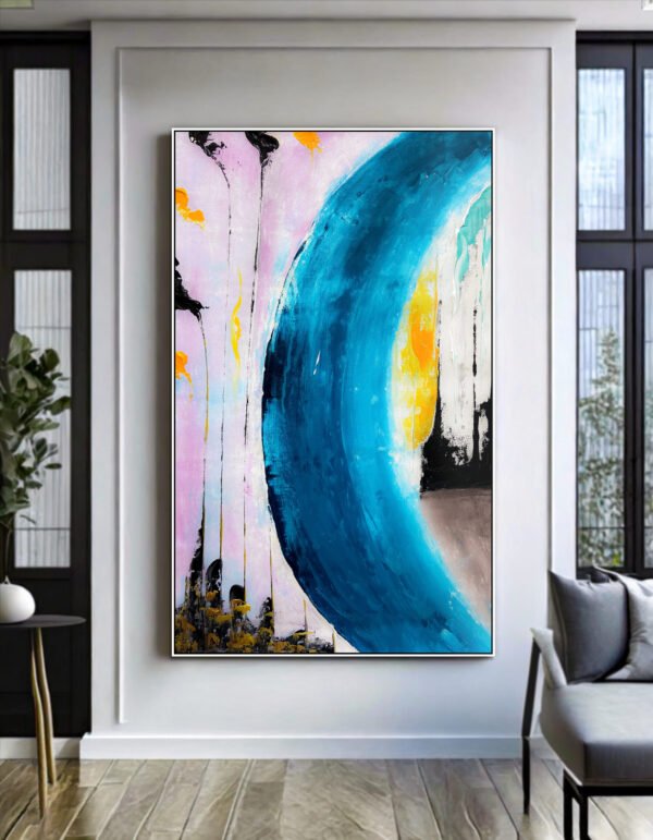 abstract blue pink art painting