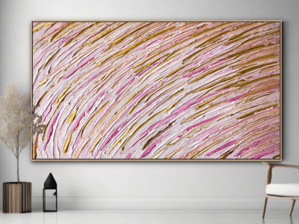 abstract gold pink white painting