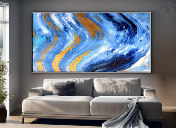 abstract painting on canvas blue