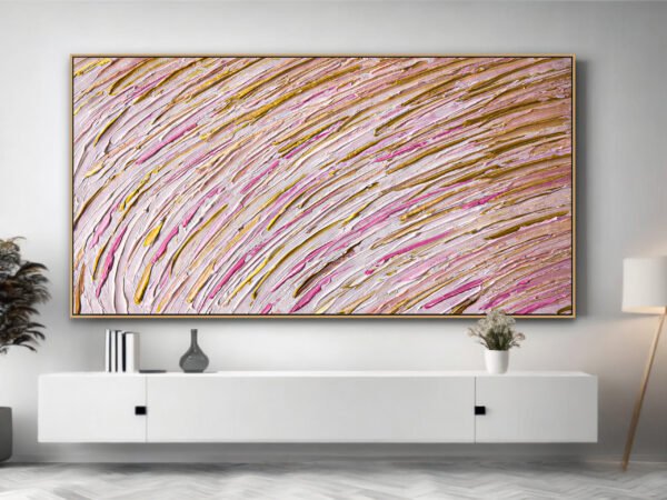 gold pink white abstract art