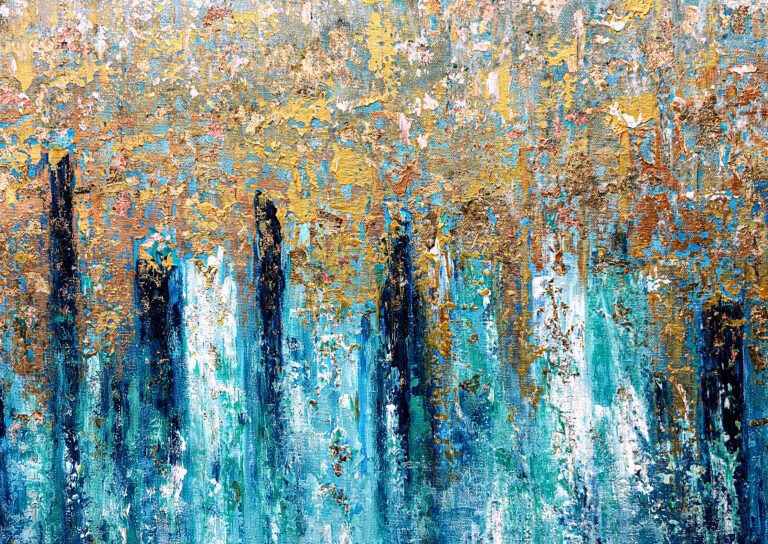 abstract textured blue gold art