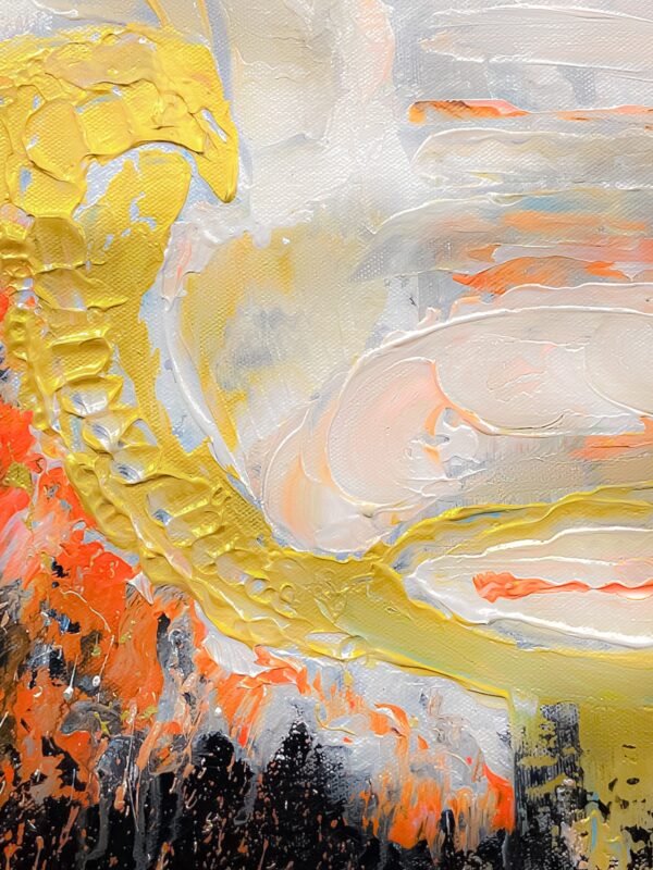 abstract orange black and gold painting