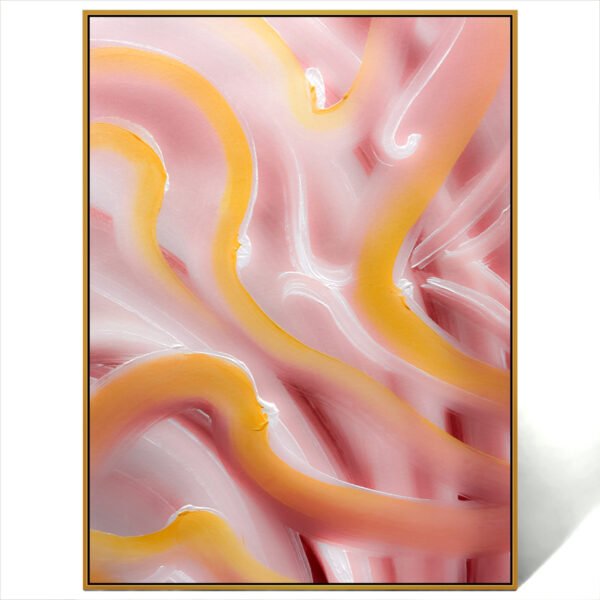 pink gold white abstract canvas painting